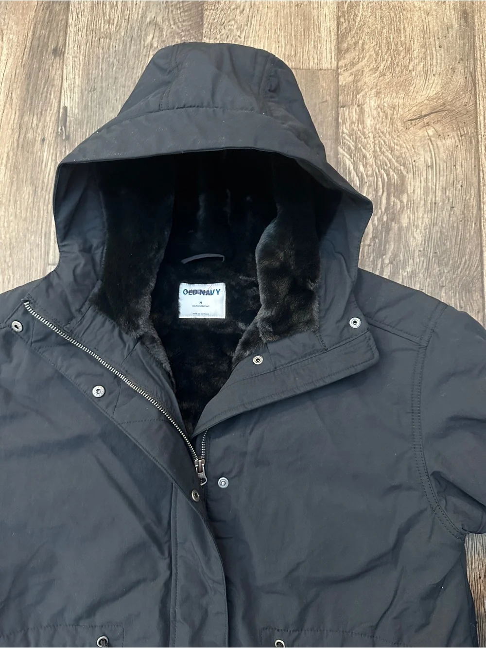 Old Navy Water Resistant Cotton Nylon Blend Coat Jacket Women’s Size M Black